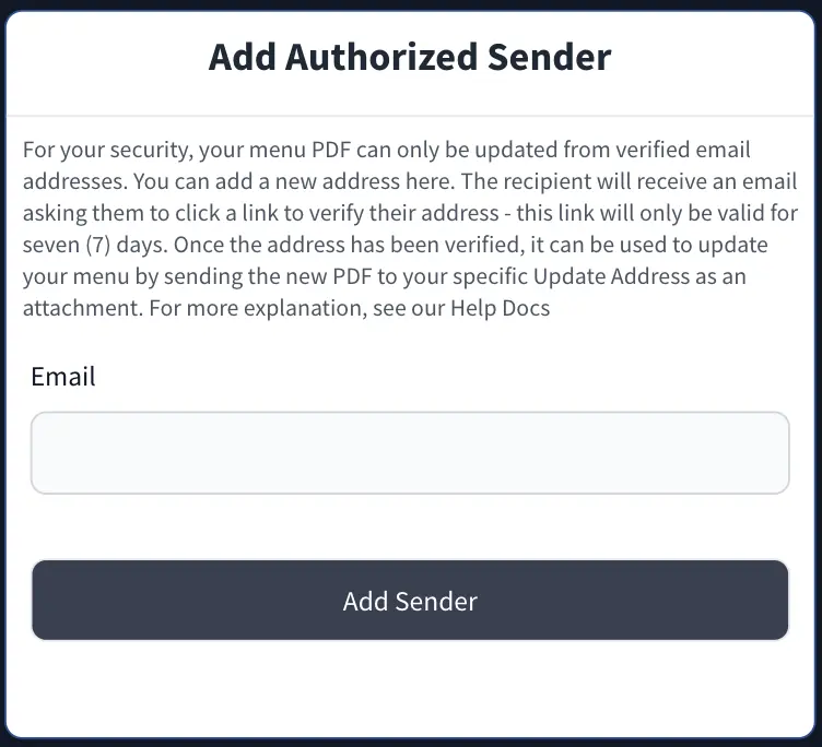 Add and Authorized Sender
